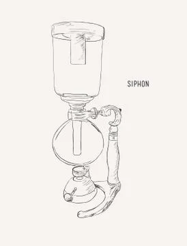Siphon or syphon coffee machine , sketch vector. Stock Illustration
