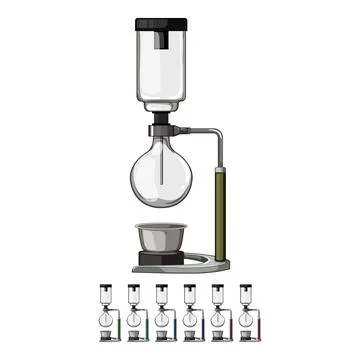 Siphon syphon coffee maker cartoon vector graphic Stock Illustration