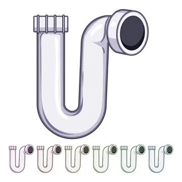 Siphon waste drain trap cartoon vector graphic Stock Illustration