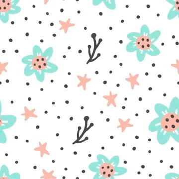 Sipmle seamless pattern of flower Stock Illustration