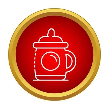 Sippy cup outline on red circle background イラスト素材