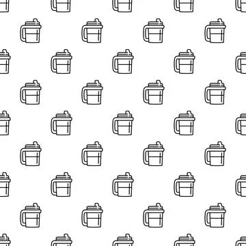 Sippy cups outline pattern on white background Illustration