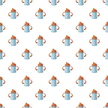 Sippy cups seamless pattern for baby childhood design Illustration