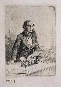 Sir Alexander Russell Simpson. Etching by W. Hole, 1884. Stock Illustration