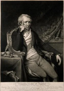 Sir Benjamin Thompson, Count von Rumford. Mezzotint by J. R. Smith, 1801. Stock Illustration
