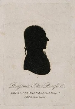 Sir Benjamin Thompson, Count von Rumford. Aquatint silhouette. Stock Illustration