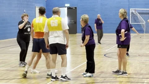 Sir Ed Davey plays Netball in Oxfordshire Stock Footage 312877870
