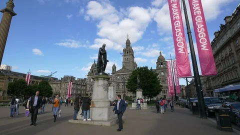 The Sir John Moore statue in George Square, Glasgow Stock Footage 86542242