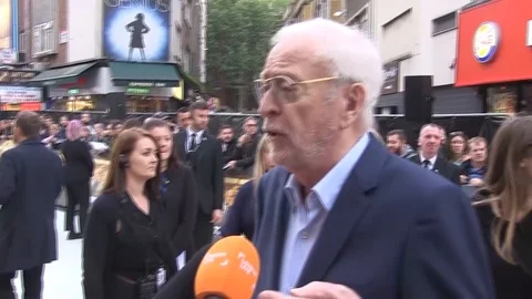 Sir Michael Caine is interviewed at 'King of Thieves' premiere in London - 2018 Video stock 101205539