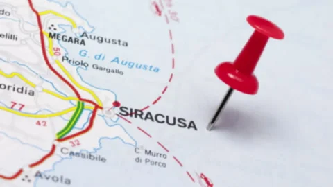 SIRACUSA on a map Stock Footage 176947763