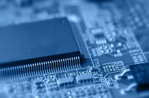 Сircuit board with chip Stock Photos