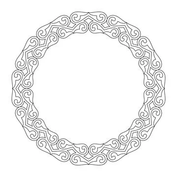 Сircular vector frame featuring traditional Kazakh ornate motifs with intricate  스톡 일러스트