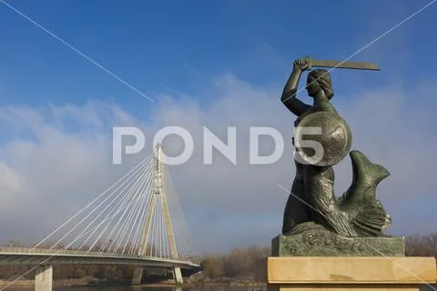 Siren, emblem of Warsaw, Warsaw, Poland Stock Photos