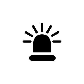 Siren Light Icon In Flat Style Vector For Apps, UI, Websites. Black Icon Vector Stock Illustration