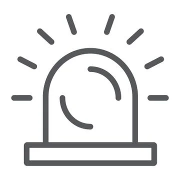 Siren thin line icon, light and caution, alarm sign, vector graphics, a linear Stock Illustration