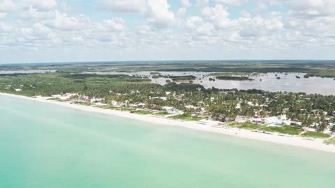 Sisal aerial view 4k empty yucatan beach on mexican caribbean Stock Footage 165073632