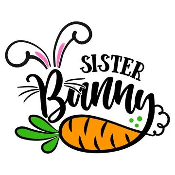 Sister Bunny - Cute Easter bunny design, cartoon Easter rabbit. Stock Illustration