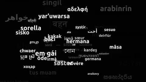 Sister Translated in 72 Worldwide Languages Endless Looping 3d Zooming Wordcl Stockbeeldmateriaal 145223425