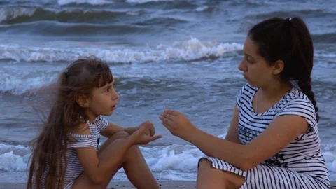 Sisters on the beach mold from plasticine Stock Footage 112435734