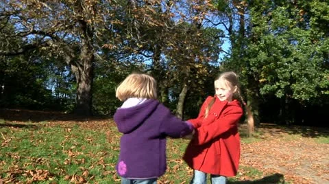 Sisters in fall Stock Footage 22666277