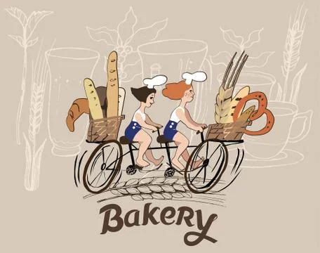 Sisters - Family Bakery Stock Illustration