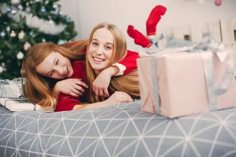 Sisters at home Stock Photos