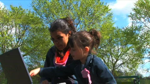 Sisters on a laptop Stock Footage 361636