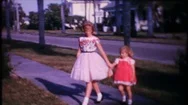 Sisters Pose For Photographs On Sidewalk 1950S Vintage Home Movie 4120 Stock Footage