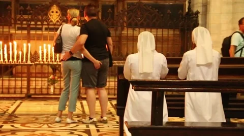 Sisters praying inside Dome in Milan Stock Footage 40647609