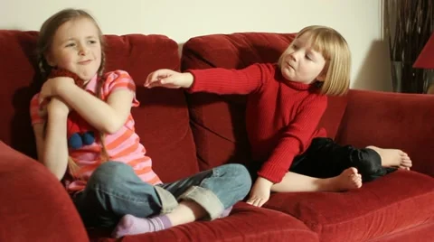 Sisters squabble Stock Footage 22664889