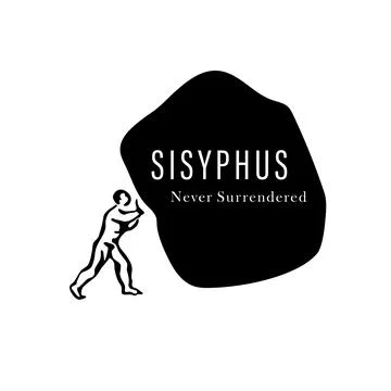 Sisyphus Never Surrendered image is ideal as a logo element and as a motivati Stock Illustration