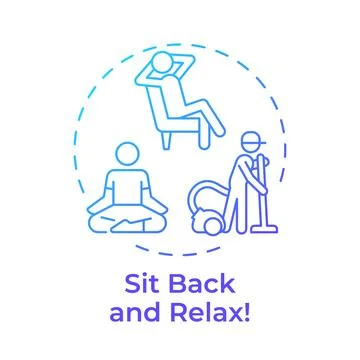 Sit back and relax blue gradient concept icon Stock Illustration