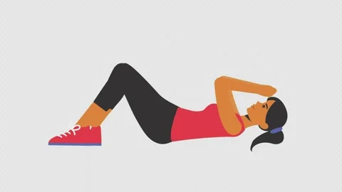 Sit Up Exercise Animation 4k Looping Stock Footage 318774390