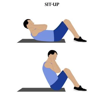 Sit-up exercise strength workout vector illustration Illustrazione stock