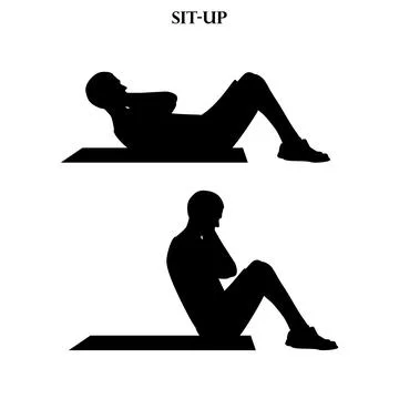 Sit-up exercise strength workout vector illustration silhouette Stock Illustration