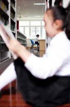Sit. Learning Students Asians Portrait Alone Children Knowledge School uniform Stock Photos