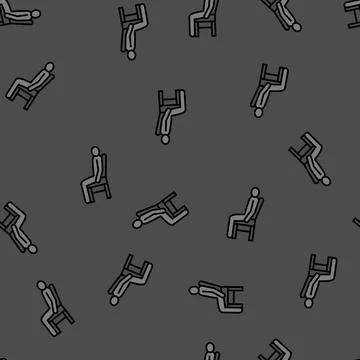 Sit man silhouette vector seamless pattern Illustrazione stock