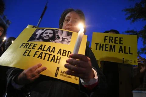 Sit-in for the prisoner of conscience Alaa Abd El Fattah, Rome, Italy - 08 Nov 2 Stock Photos