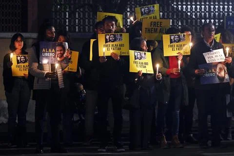 Sit-in for the prisoner of conscience Alaa Abd El Fattah, Rome, Italy - 08 Nov 2 Stock Photos