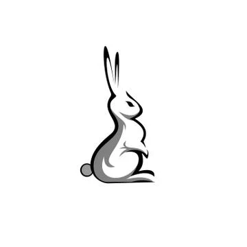 Sit rabbit logo Isolated on white background. Stock Illustration