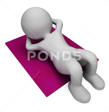 Sit Ups Indicates Abdominal Crunch And Crunches 3d Rendering Stock Illustration