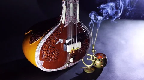 Sitar, a String Traditional Indian Musical Instrument Stockbeeldmateriaal 59642226