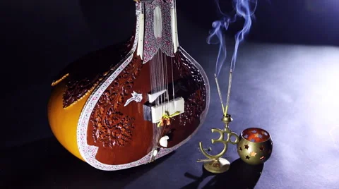 Sitar, a String Traditional Indian Musical Instrument Video stock 59642310