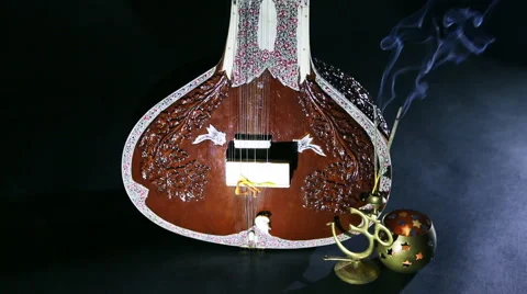 Sitar, a String Traditional Indian Musical Instrument Stockbeeldmateriaal 59642649