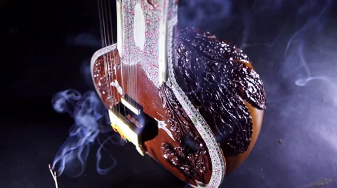 Sitar, a String Traditional Indian Musical Instrument Stock Footage 59642735