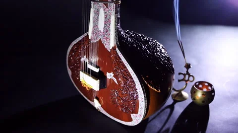 Sitar, a String Traditional Indian Musical Instrument Stock Footage 59642836