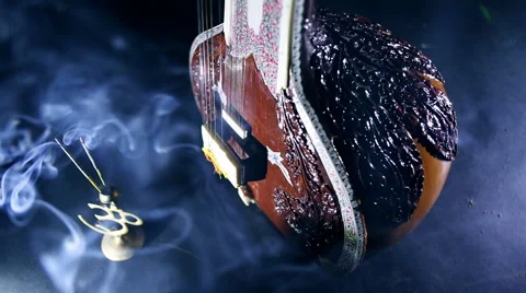 Sitar, a String Traditional Indian Musical Instrument 스톡 동영상 59642901