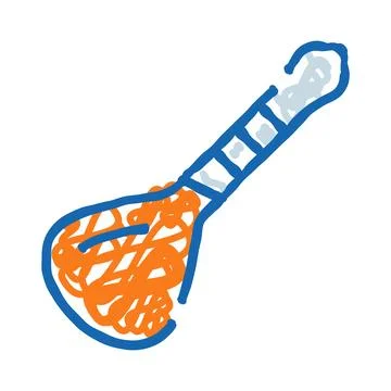 Sitar traditional string instrument doodle icon illustration Stock Illustration
