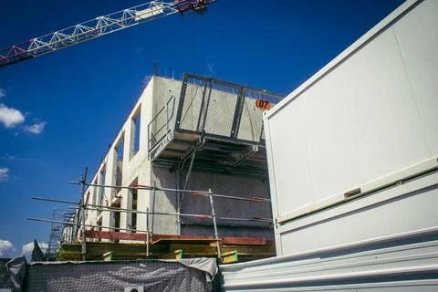 On site 3D concrete printer building Fotos de archivo