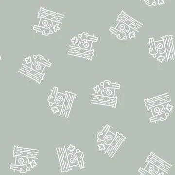 Site and tree selection line seamless pattern Illustrazione stock
